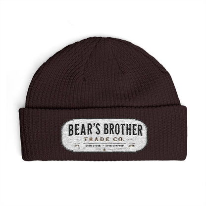 Cuff Beanie - "Bear's Brother" Embroidered Knit Hat