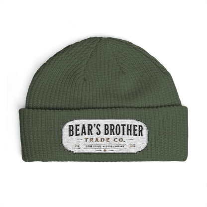 Cuff Beanie - "Bear's Brother" Embroidered Knit Hat