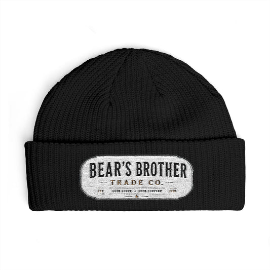 Cuff Beanie - "Bear's Brother" Embroidered Knit Hat