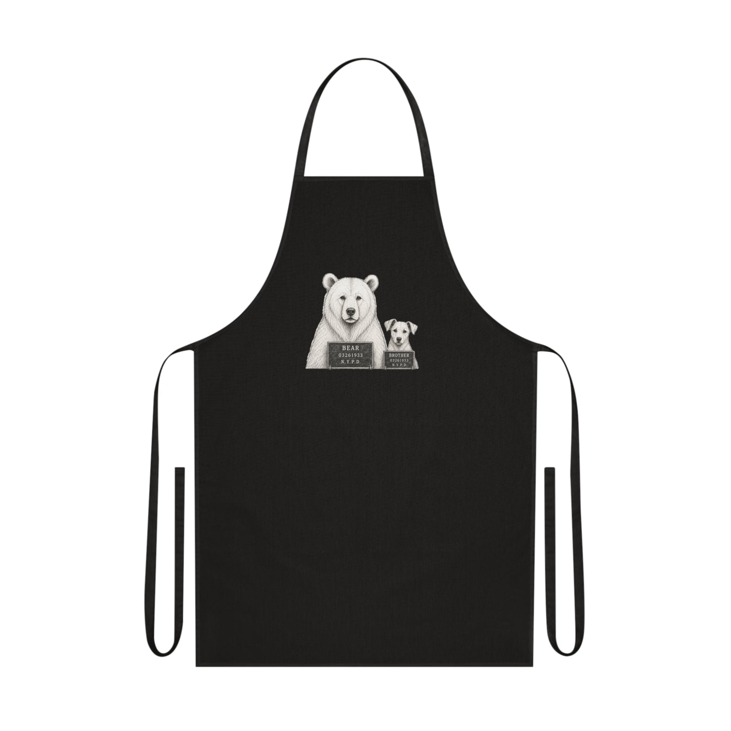 Chef Bear & Pup Cotton Apron - Funny Polar Bear Baking Apron