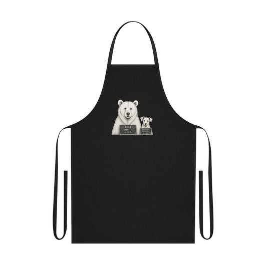Chef Bear & Pup Cotton Apron - Funny Polar Bear Baking Apron