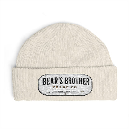 Cuff Beanie - "Bear's Brother" Embroidered Knit Hat