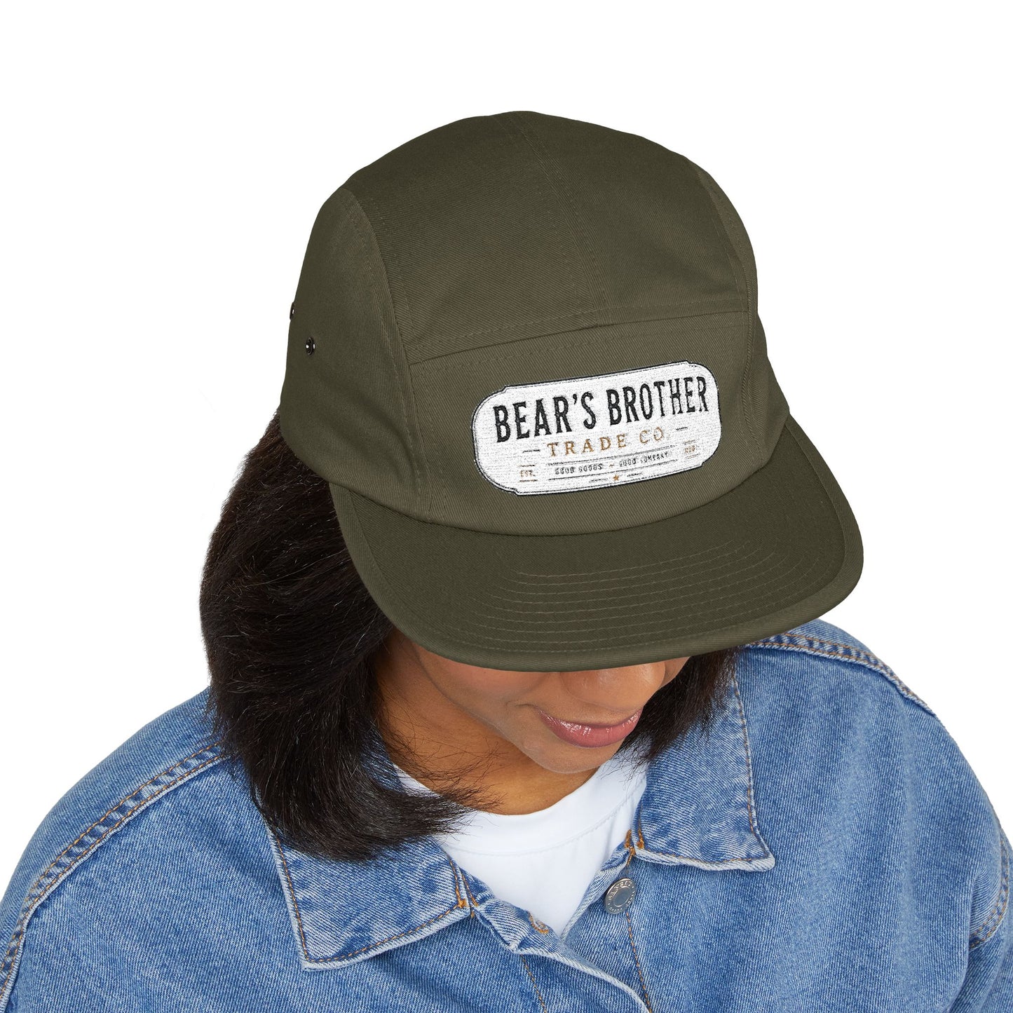 Embroidered Polar Bear & Pup 5-Panel Cap