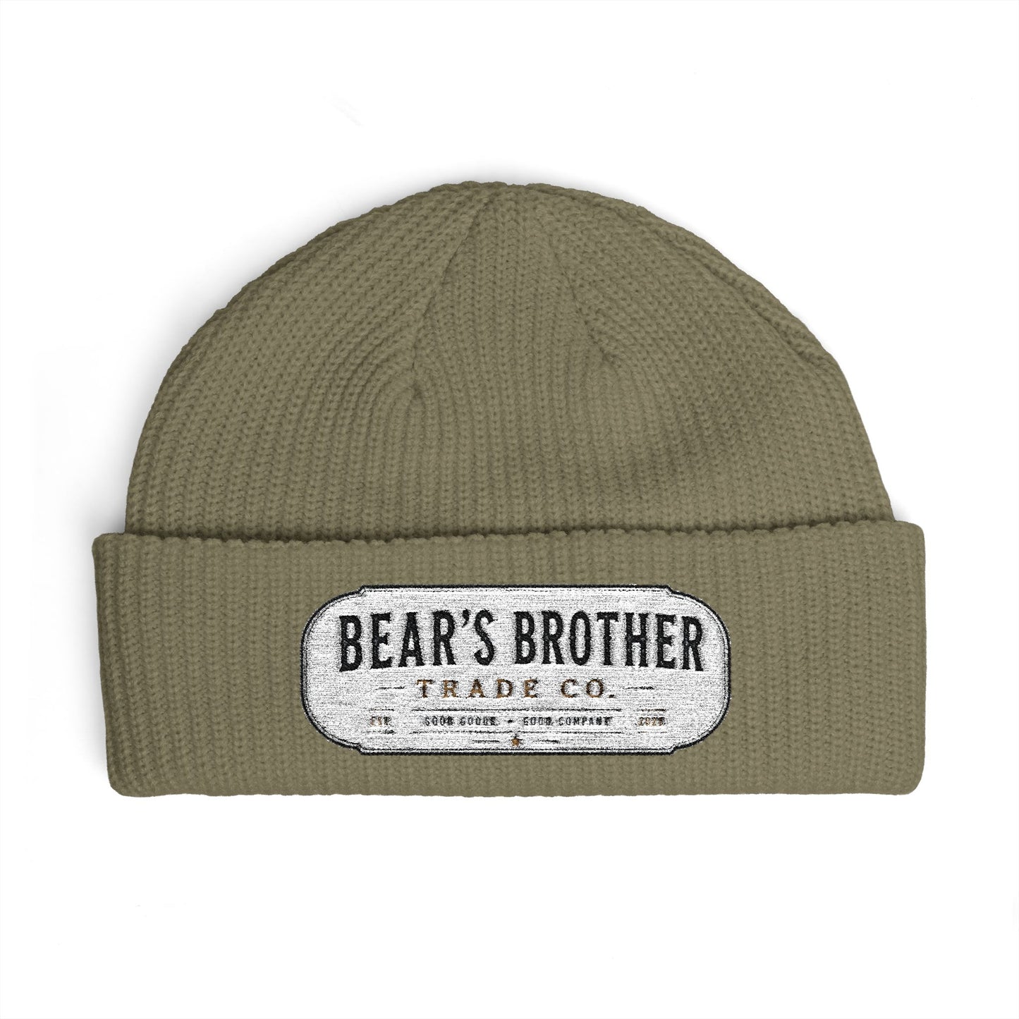 Cuff Beanie - "Bear's Brother" Embroidered Knit Hat