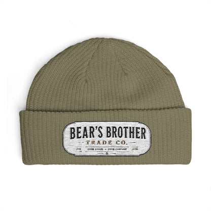 Cuff Beanie - "Bear's Brother" Embroidered Knit Hat