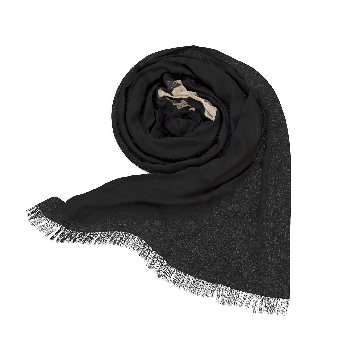 Bear Illustration Scarf — Lightweight Cozy Knit Scarf with Small Bear & Bird Design