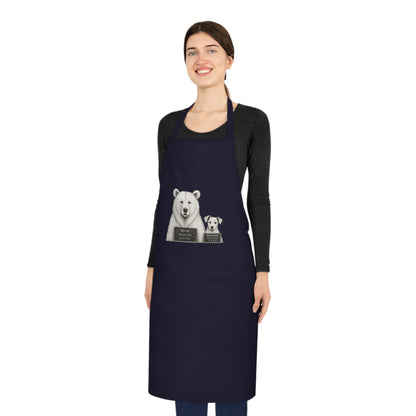 Chef Bear & Pup Cotton Apron - Funny Polar Bear Baking Apron