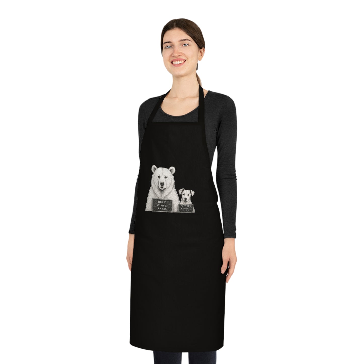 Chef Bear & Pup Cotton Apron - Funny Polar Bear Baking Apron