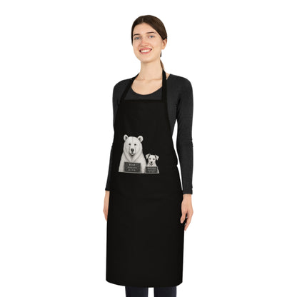 Chef Bear & Pup Cotton Apron - Funny Polar Bear Baking Apron