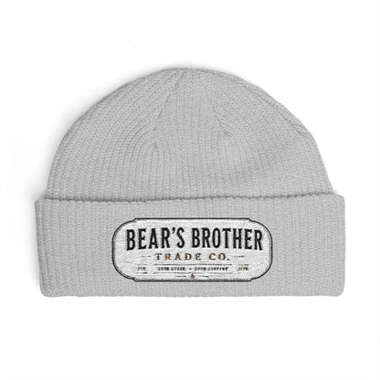Cuff Beanie - "Bear's Brother" Embroidered Knit Hat