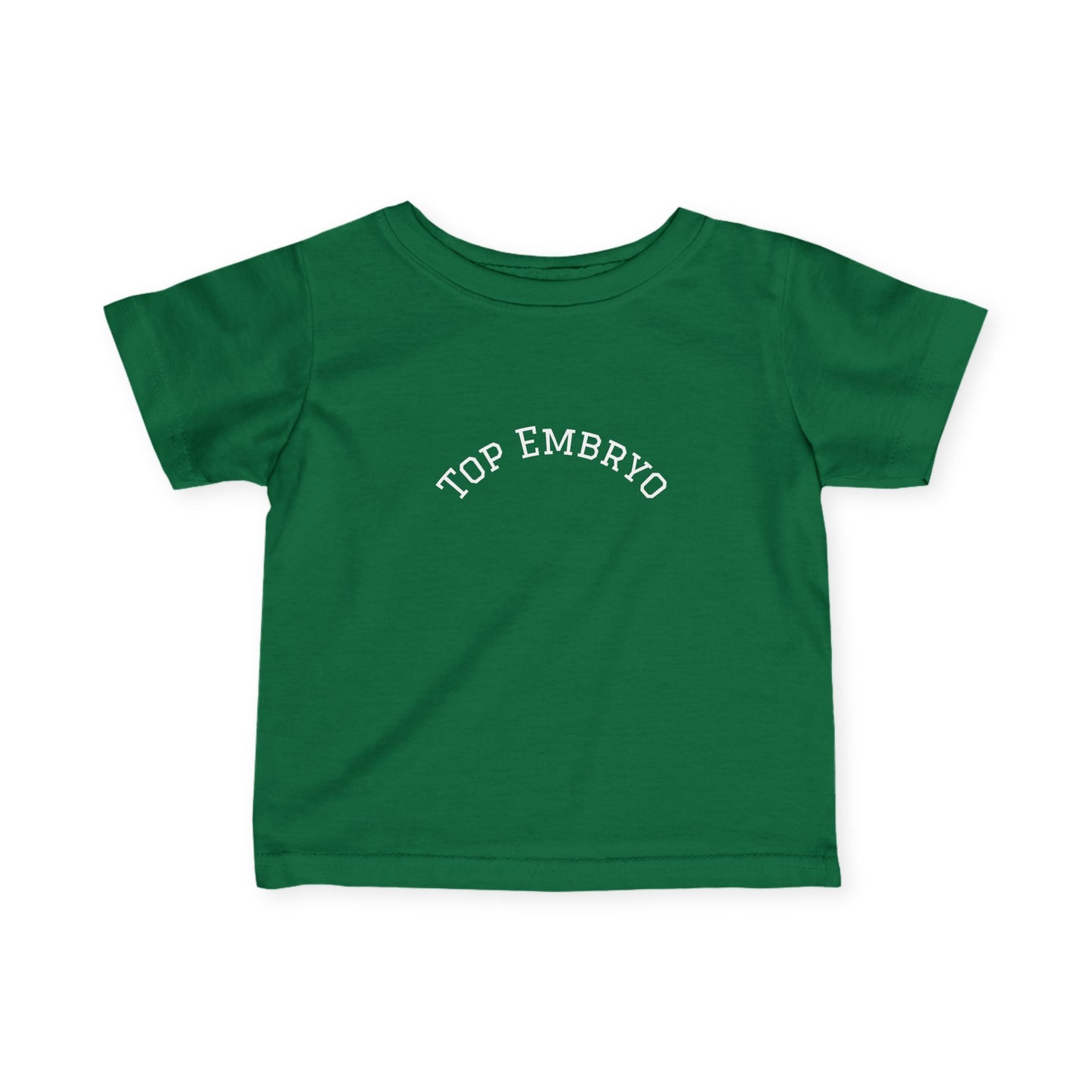 Infant Tee — Subtle 'Top Embryo' Minimalist Baby Shirt, White Font