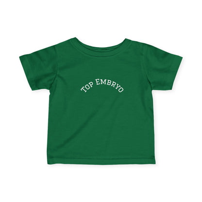 Infant Tee — Subtle 'Top Embryo' Minimalist Baby Shirt, White Font