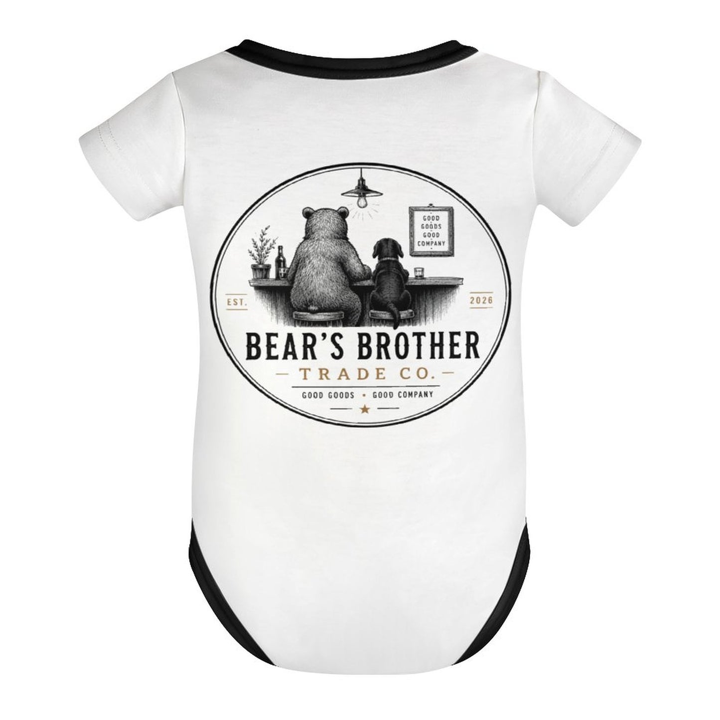 Cotton Short Sleeve Baby Romper - Bear's Brother Full Logo