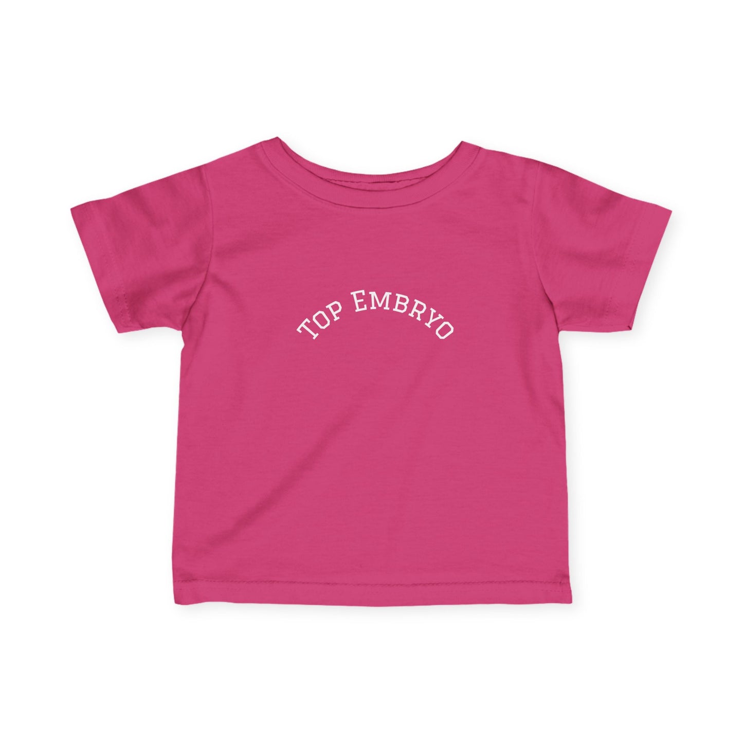 Infant Tee — Subtle 'Top Embryo' Minimalist Baby Shirt, White Font