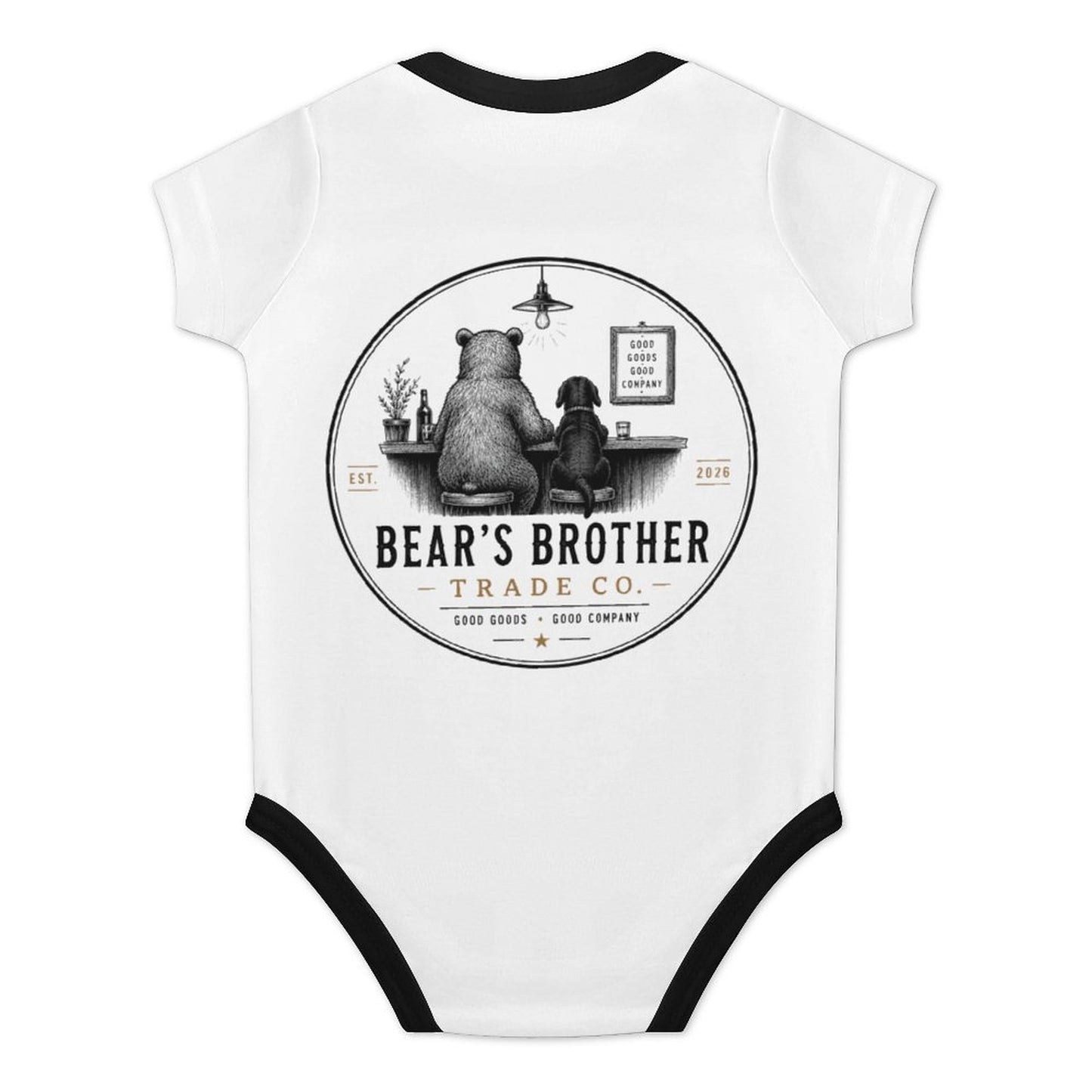 Cotton Short Sleeve Baby Romper - Bear's Brother Full Logo