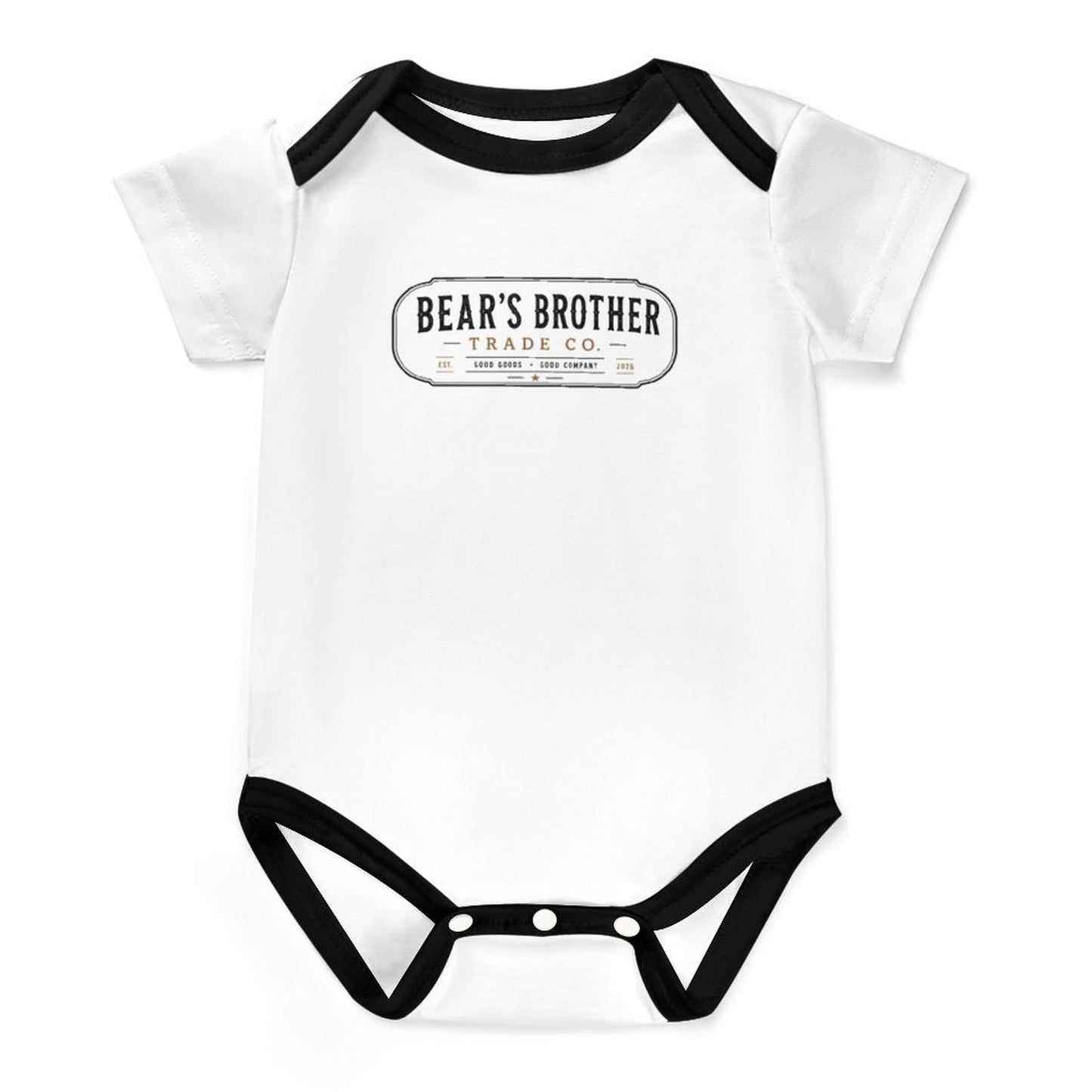 Cotton Short Sleeve Baby Romper - Bear's Brother Full Logo