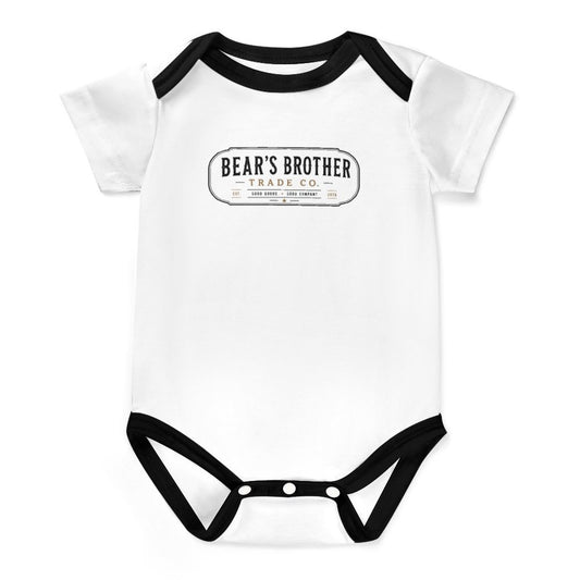 Cotton Short Sleeve Baby Romper - Bear's Brother Full Logo