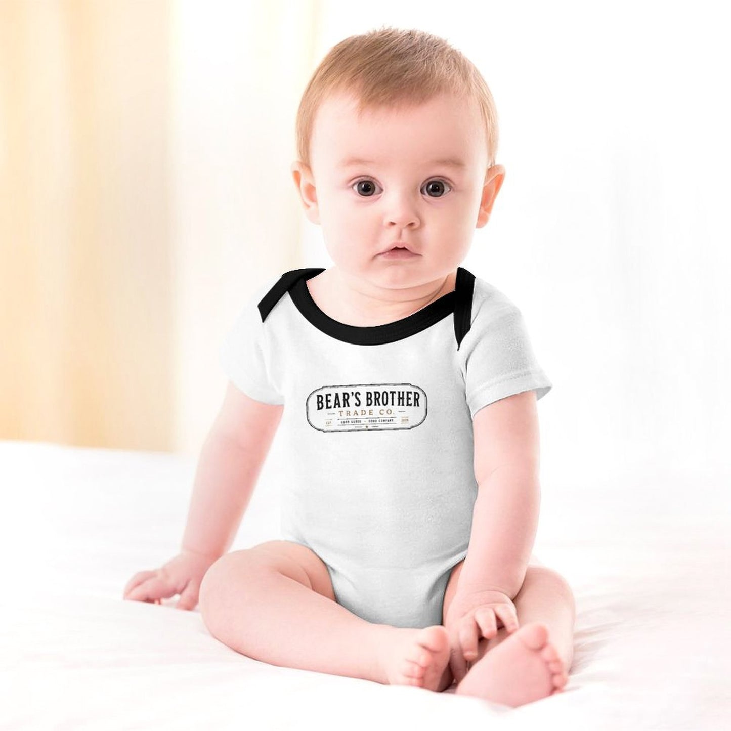 Cotton Short Sleeve Baby Romper - Bear's Brother Full Logo
