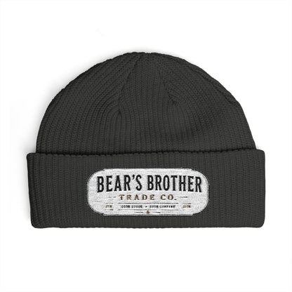 Cuff Beanie - "Bear's Brother" Embroidered Knit Hat
