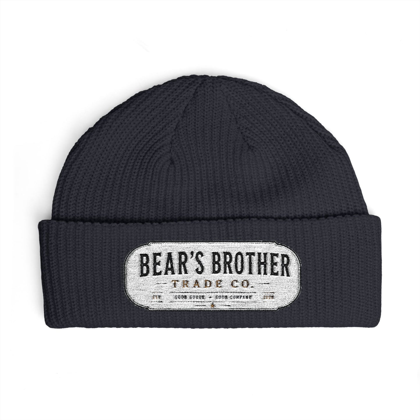 Cuff Beanie - "Bear's Brother" Embroidered Knit Hat