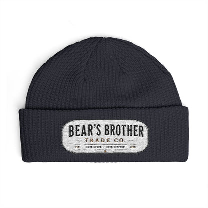 Cuff Beanie - "Bear's Brother" Embroidered Knit Hat