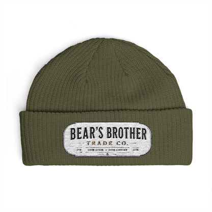 Cuff Beanie - "Bear's Brother" Embroidered Knit Hat
