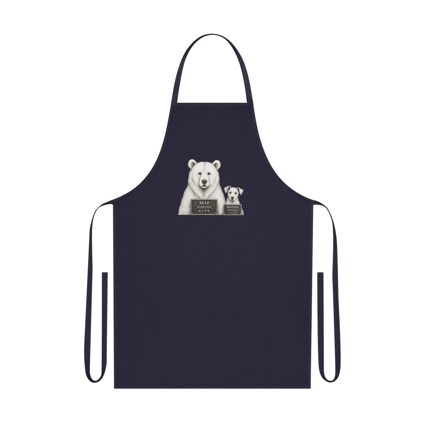 Chef Bear & Pup Cotton Apron - Funny Polar Bear Baking Apron