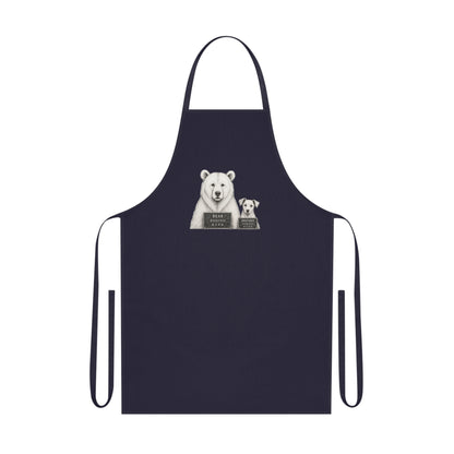 Chef Bear & Pup Cotton Apron - Funny Polar Bear Baking Apron