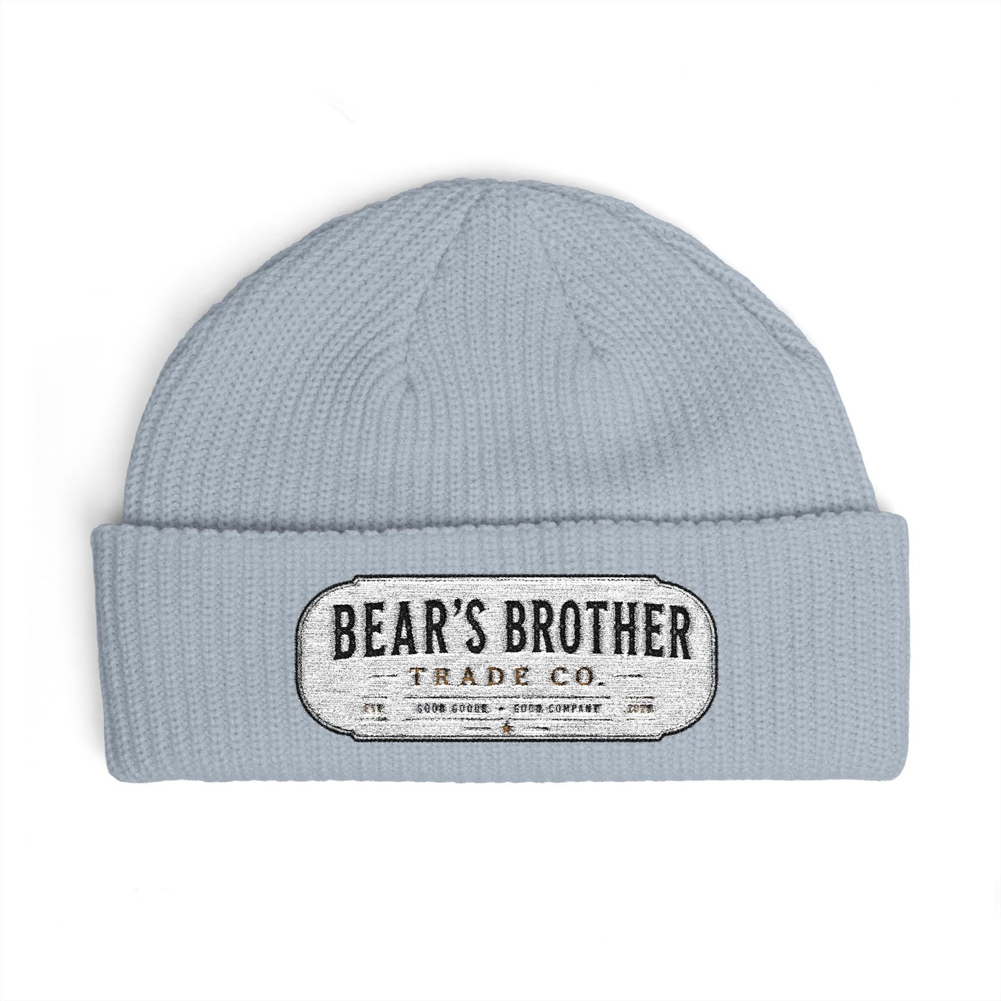 Cuff Beanie - "Bear's Brother" Embroidered Knit Hat