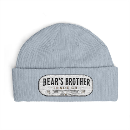 Cuff Beanie - "Bear's Brother" Embroidered Knit Hat