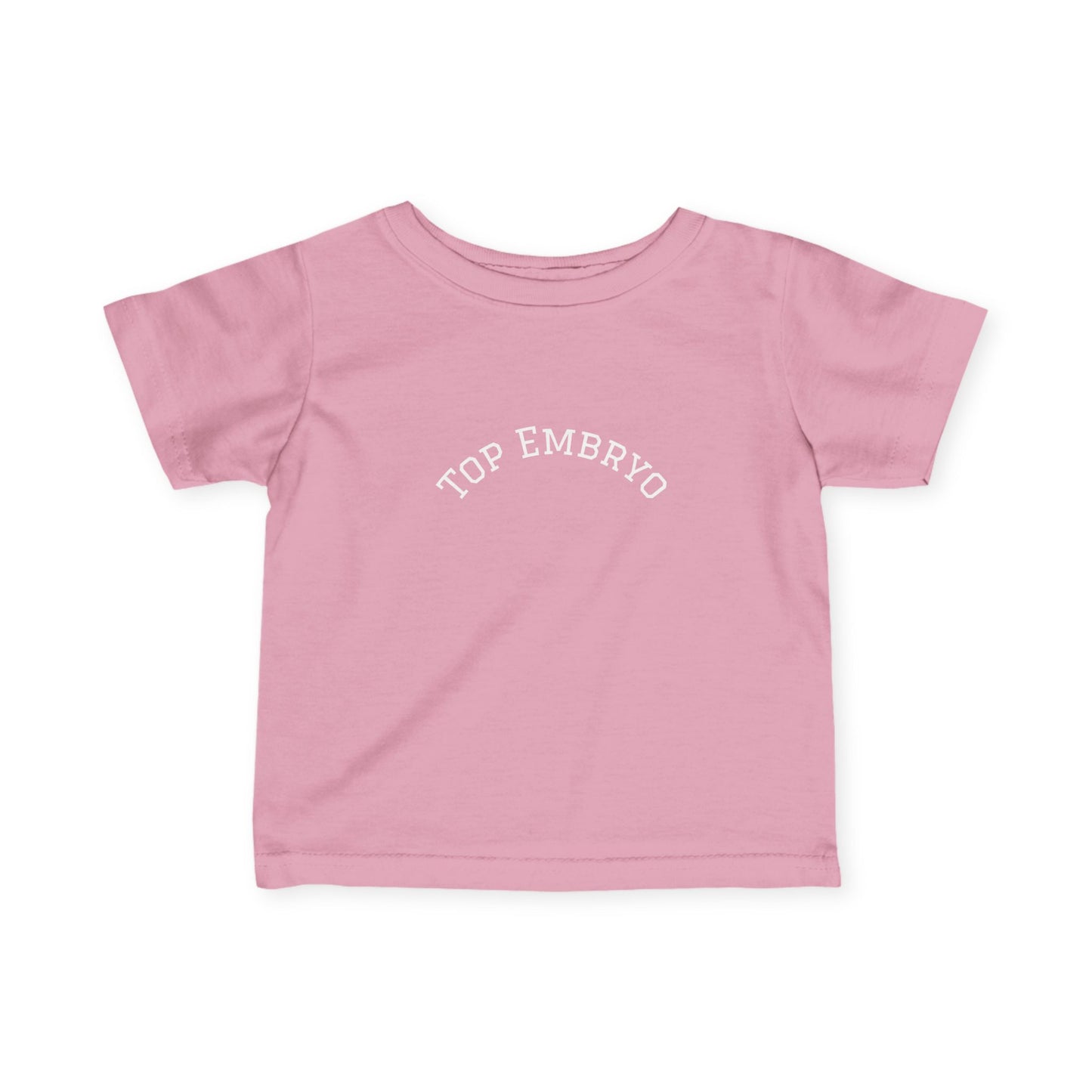 Infant Tee — Subtle 'Top Embryo' Minimalist Baby Shirt, White Font
