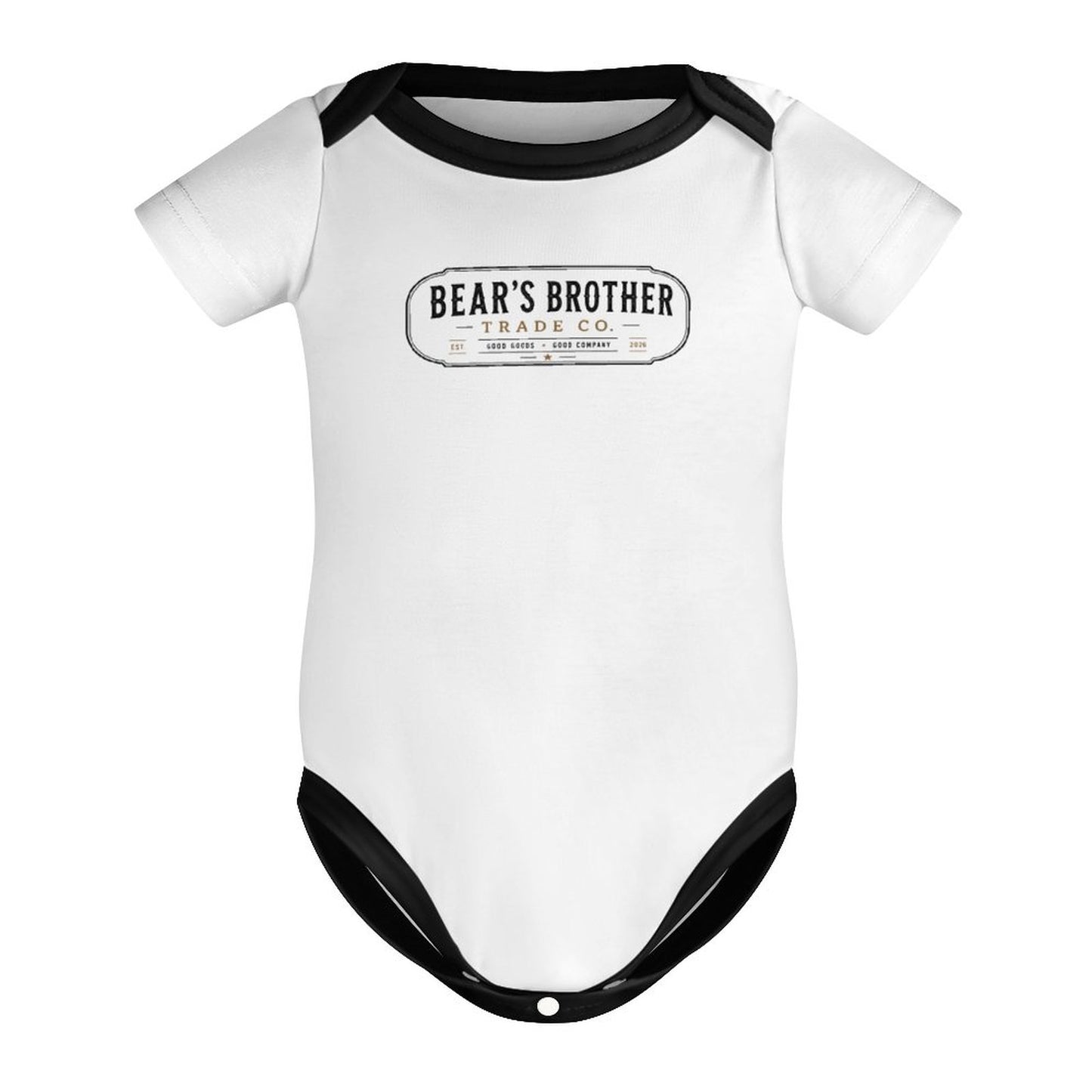 Cotton Short Sleeve Baby Romper - Bear's Brother Full Logo