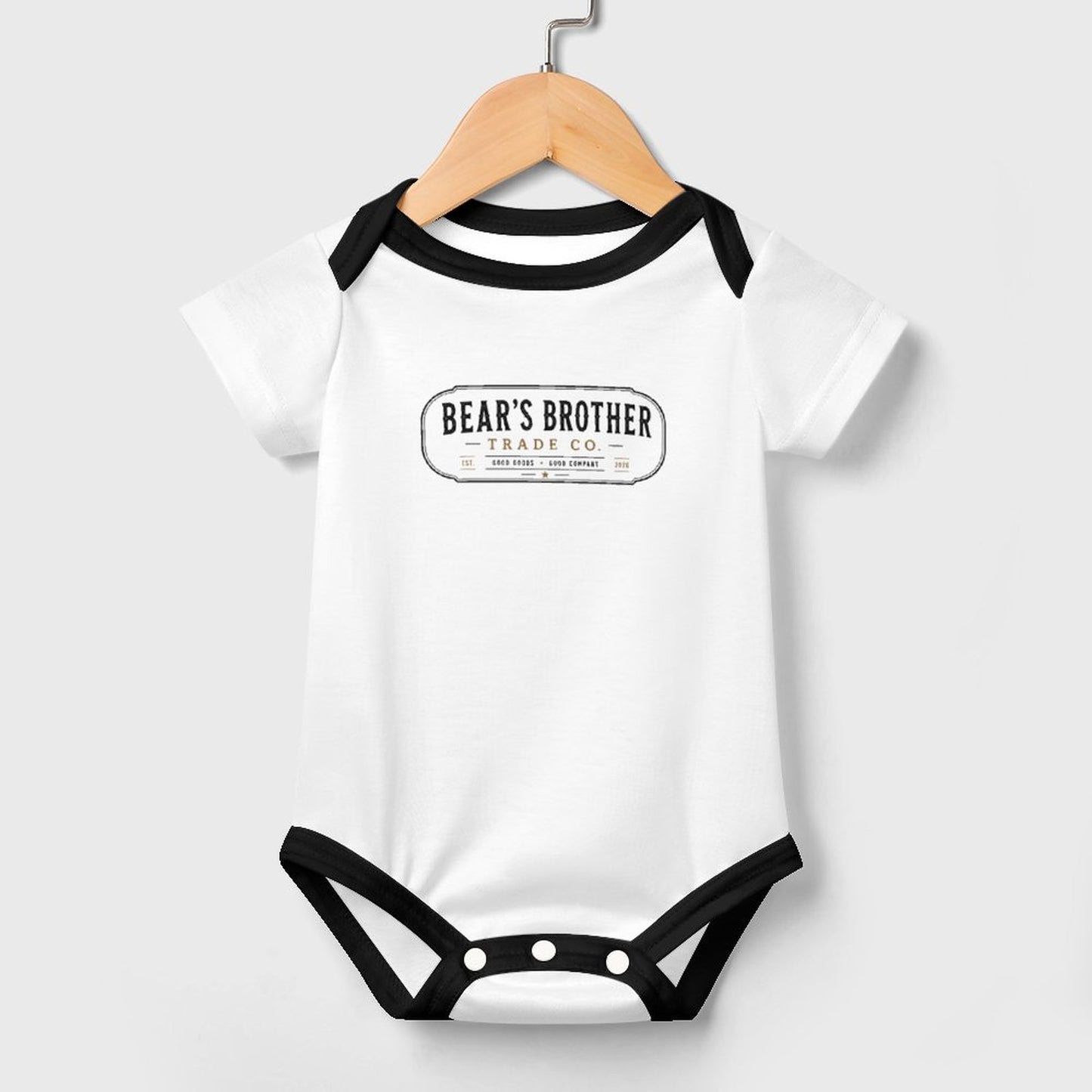 Cotton Short Sleeve Baby Romper - Bear's Brother Full Logo