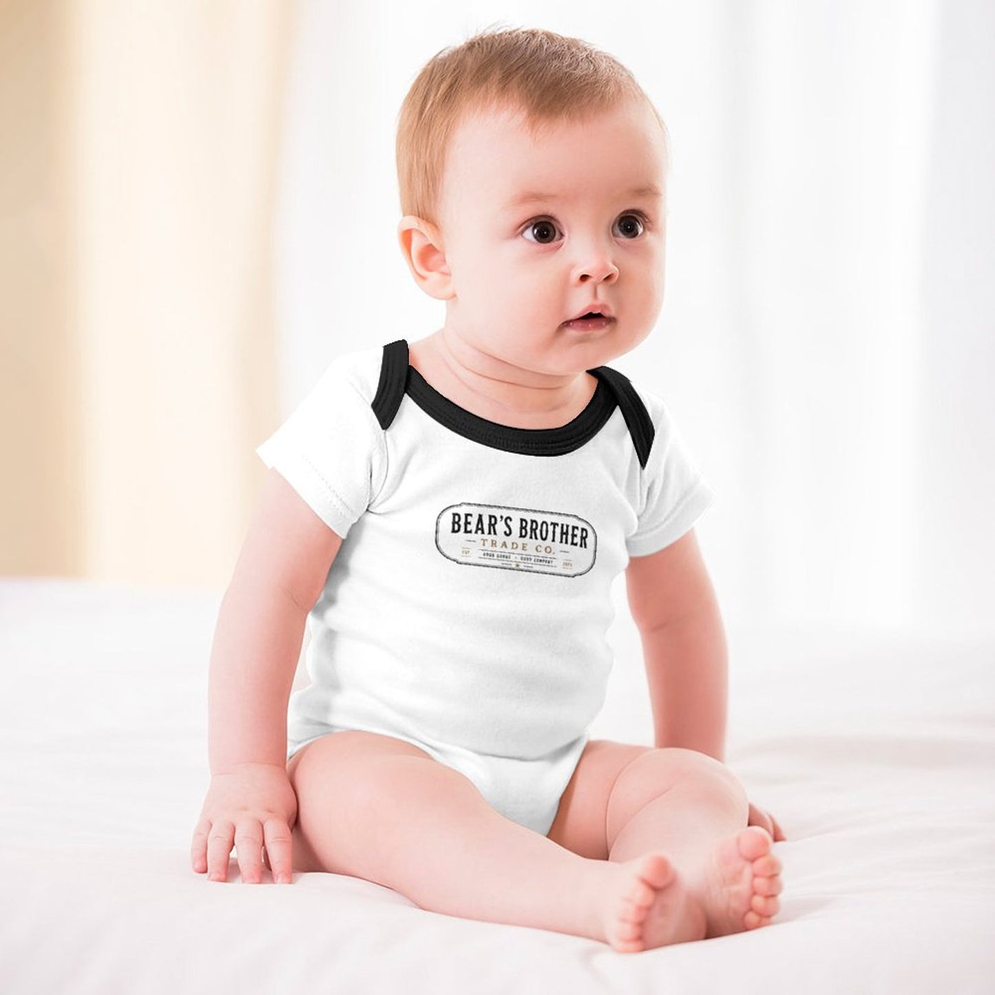 Cotton Short Sleeve Baby Romper - Bear's Brother Full Logo