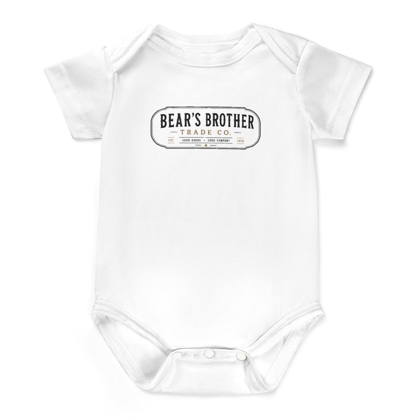 Cotton Short Sleeve Baby Romper - Bear's Brother Full Logo
